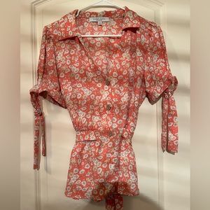 Sweet Rain Women’s Size Medium Floral Tie Blouse